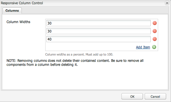 Responsive Column Control Dialog