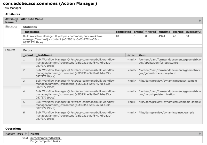 Action Manager - JMX Mbean