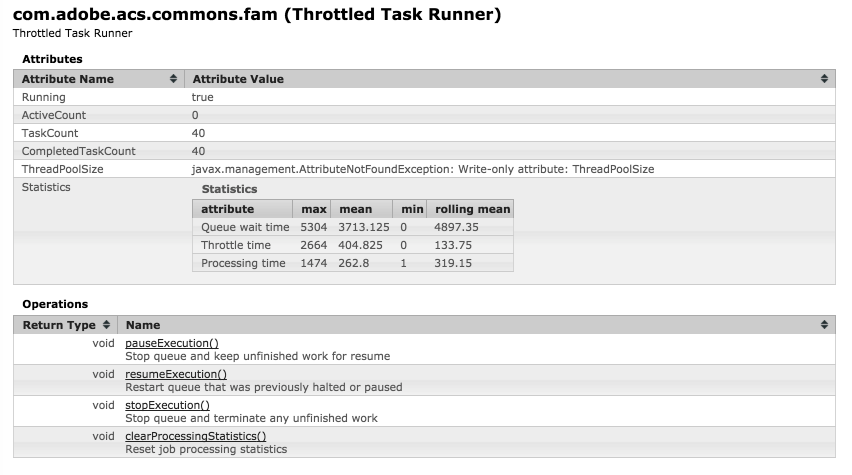 Throttled Task Runner - JMX Mbean