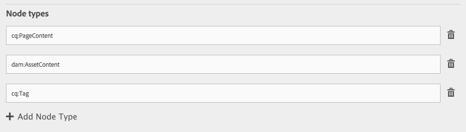 JCR Compare - Configuration - Node Types