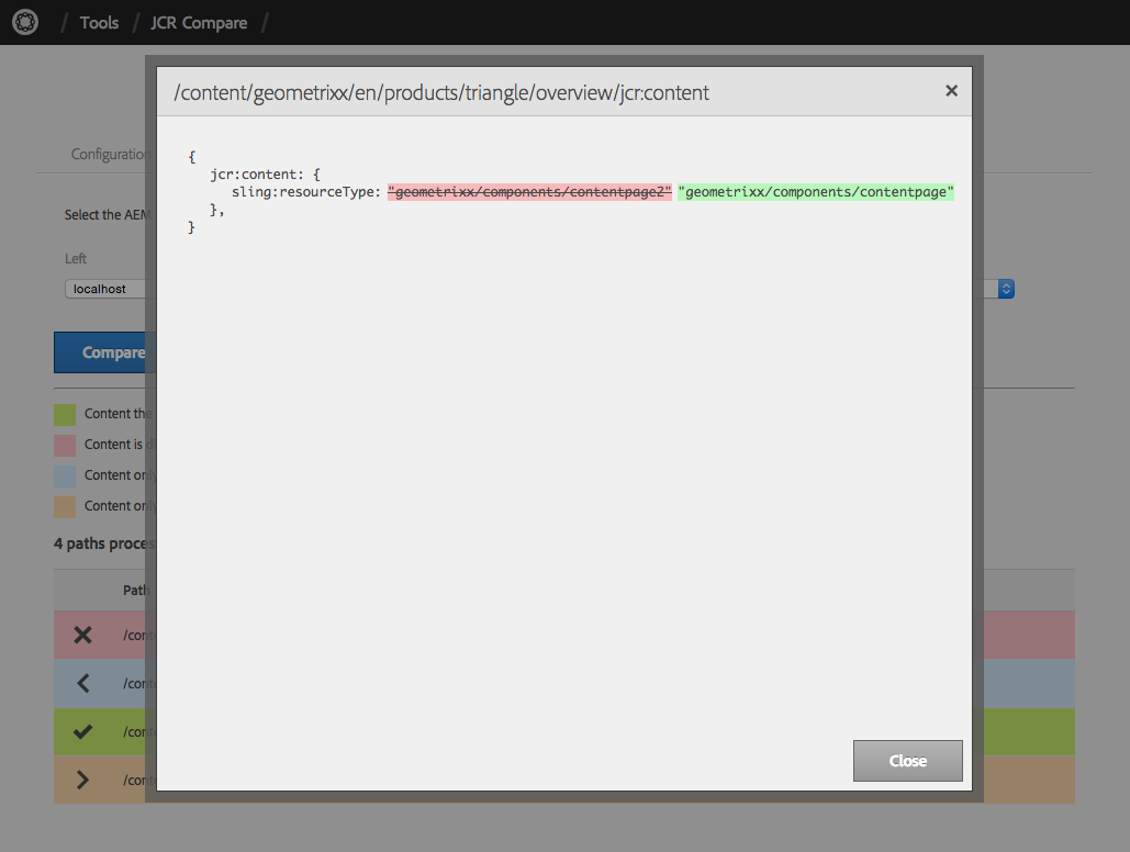 JCR Compare - Content Comparison - JSON Compare