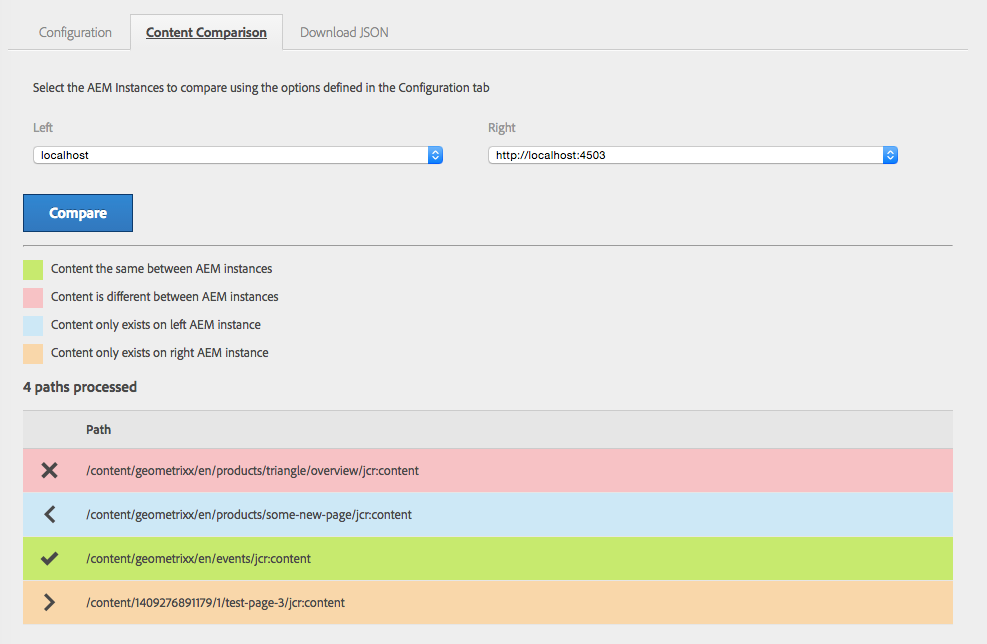 JCR Compare - Content Comparison