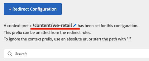 Creation in manage redirects