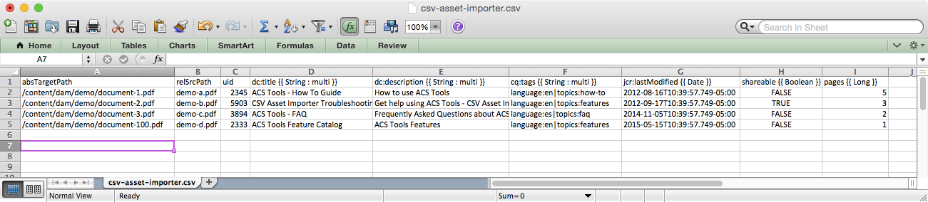 CSV Asset Importer - Excel