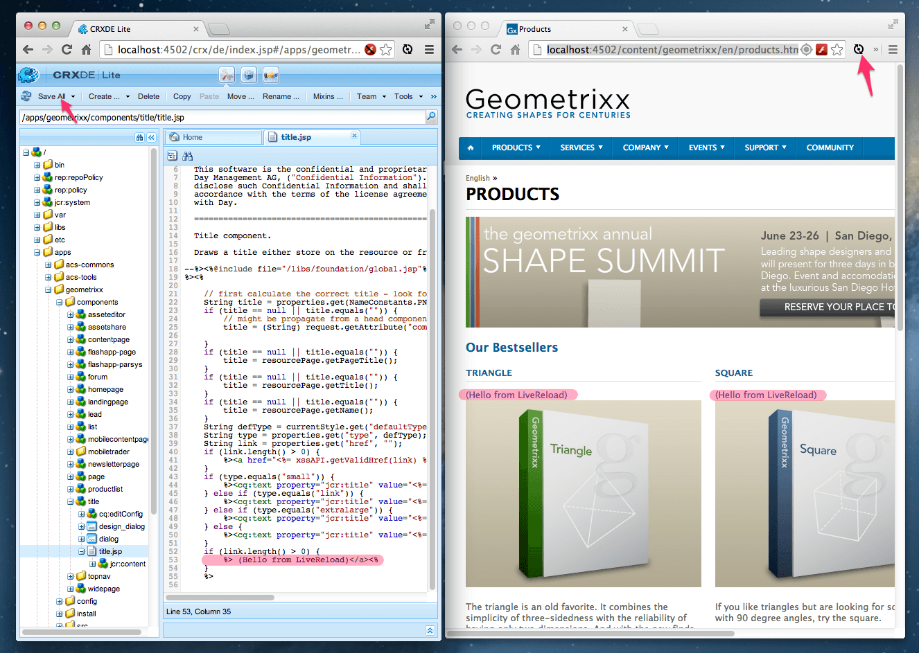 livereload loading scss