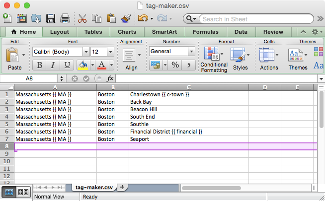 Tag Maker - Excel